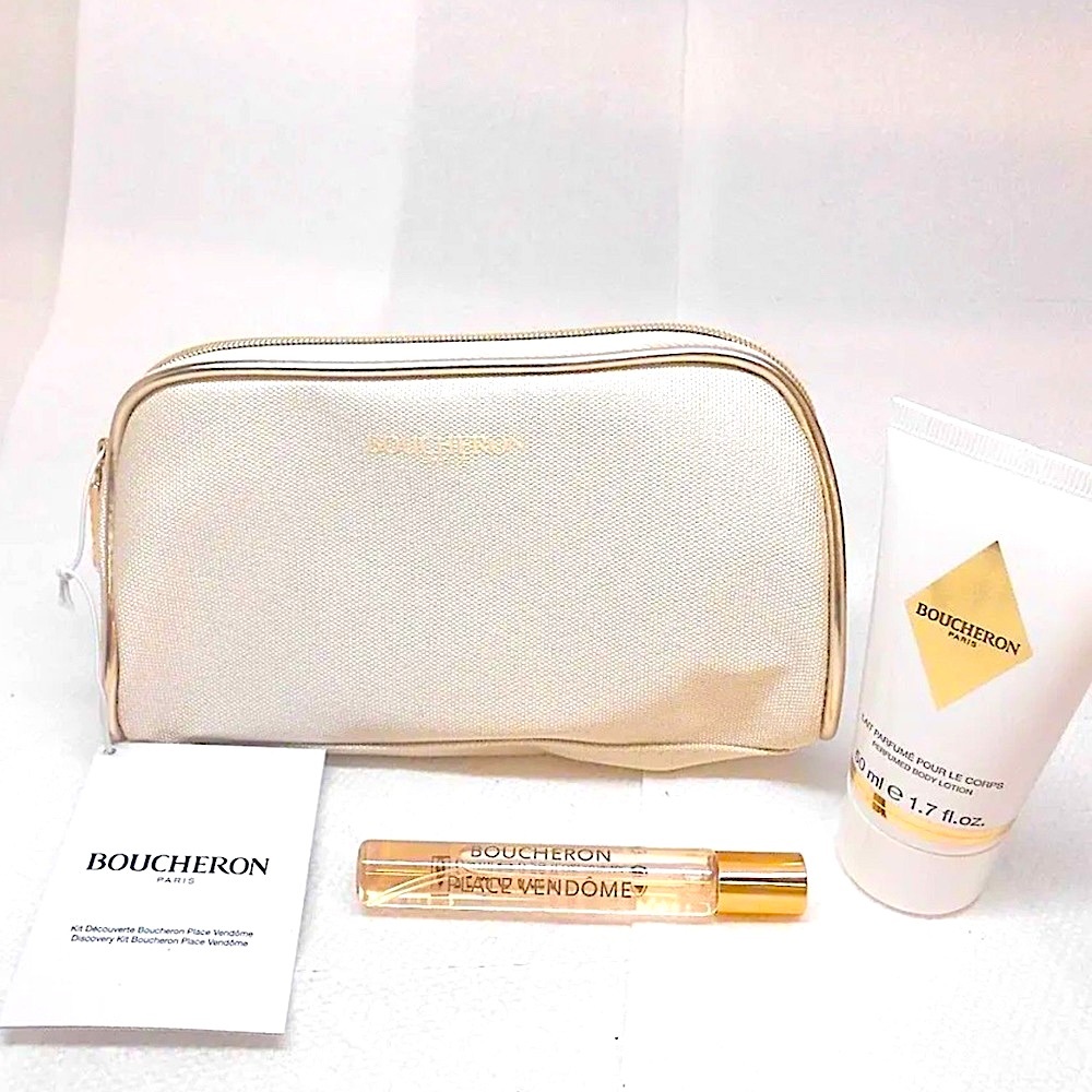 Boucheron Paris Bundle Great Gift Cosmetics Bag Place Vendome Parfums Cream New - Picture 3 of 3